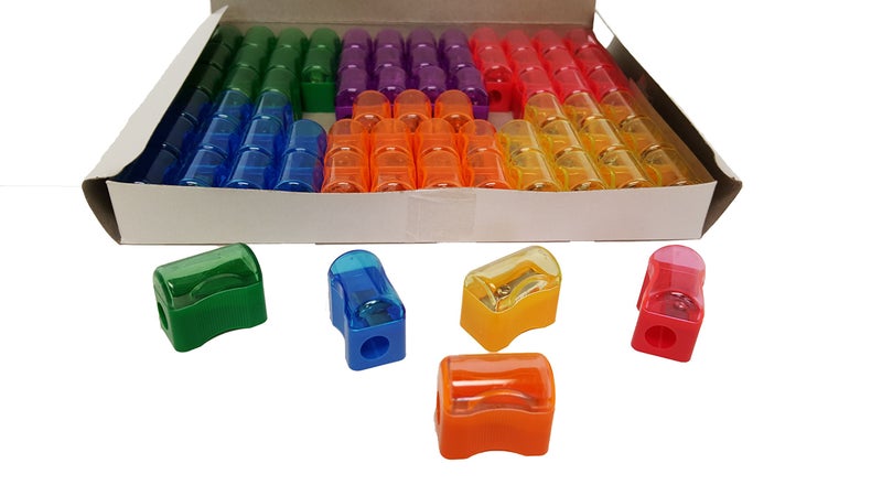 Dondor Pencil Sharpeners for Kids with Removable Neon Colored Lids (72 Pack) - Image 1